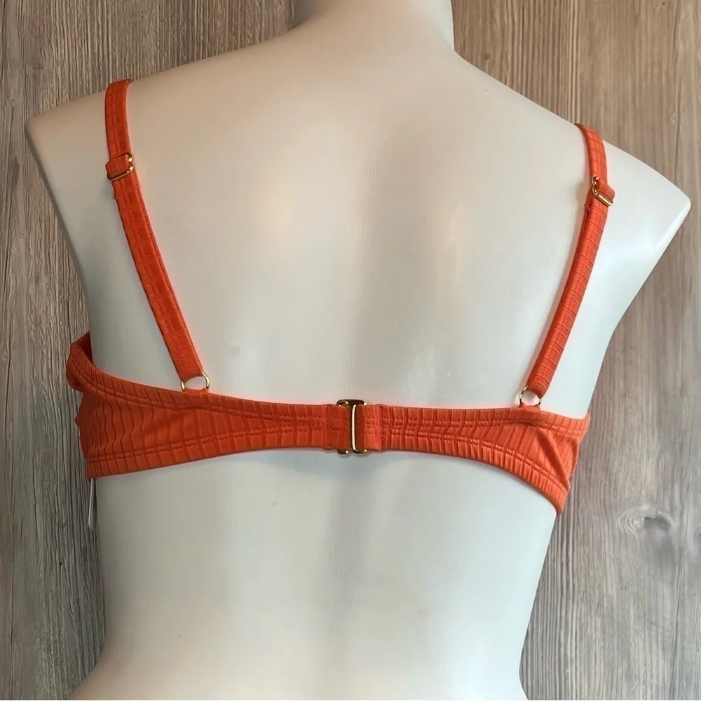 NWT Freshwater Ribbed design and an O-ring detail on this bikini top XXL orange